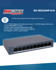 HIKVISION DS-3E0110MP-E/M 8 Port Ethernet POE Switch